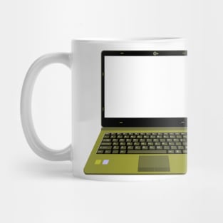 realistic laptop vector illustration in yellow and green color Mug